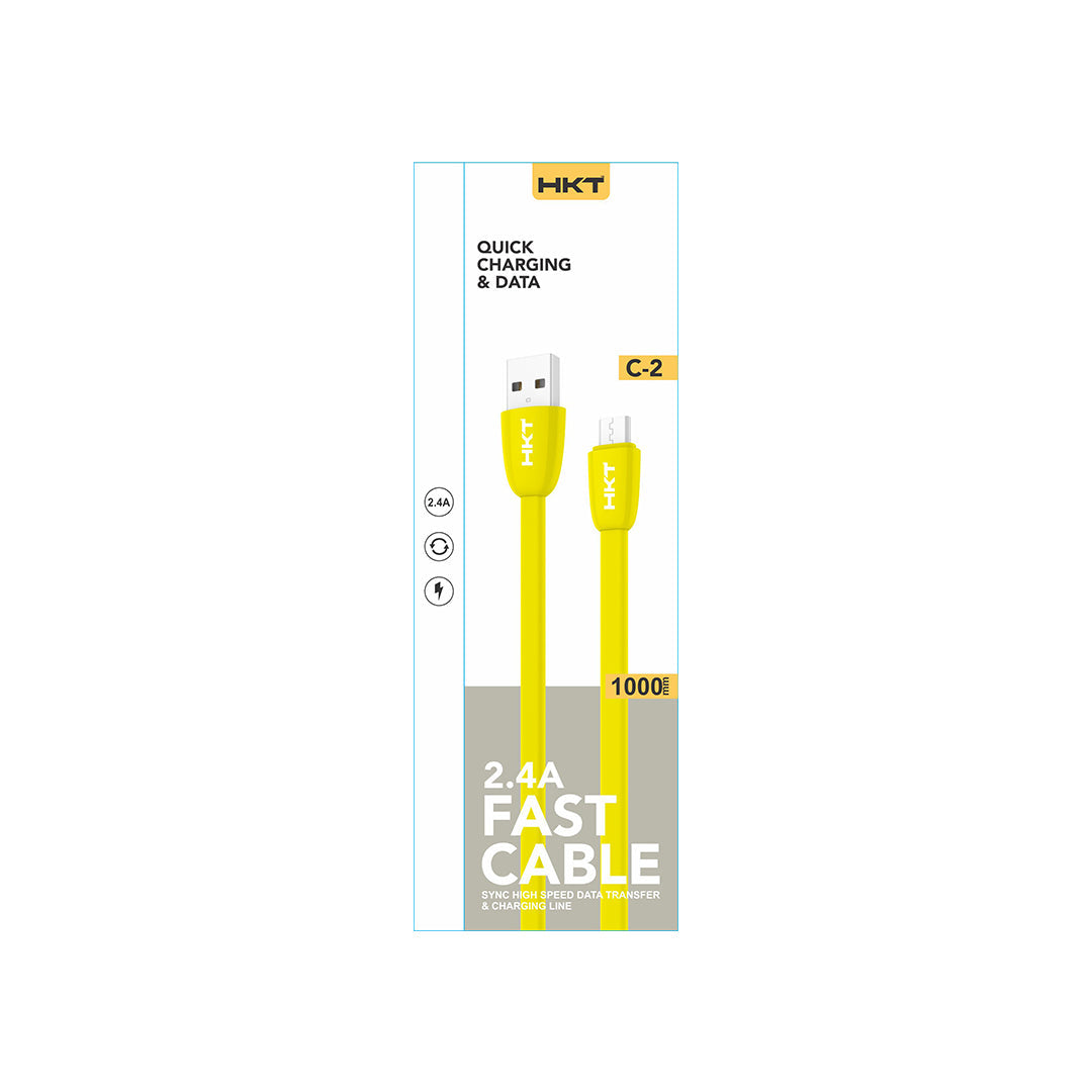 Mobile Charging / Data Cable Hkt Usb To Iphone Single 2.4A Fast Charging 01 Meter Yellow 01 Pc/Pack Colour Box Pack C-2