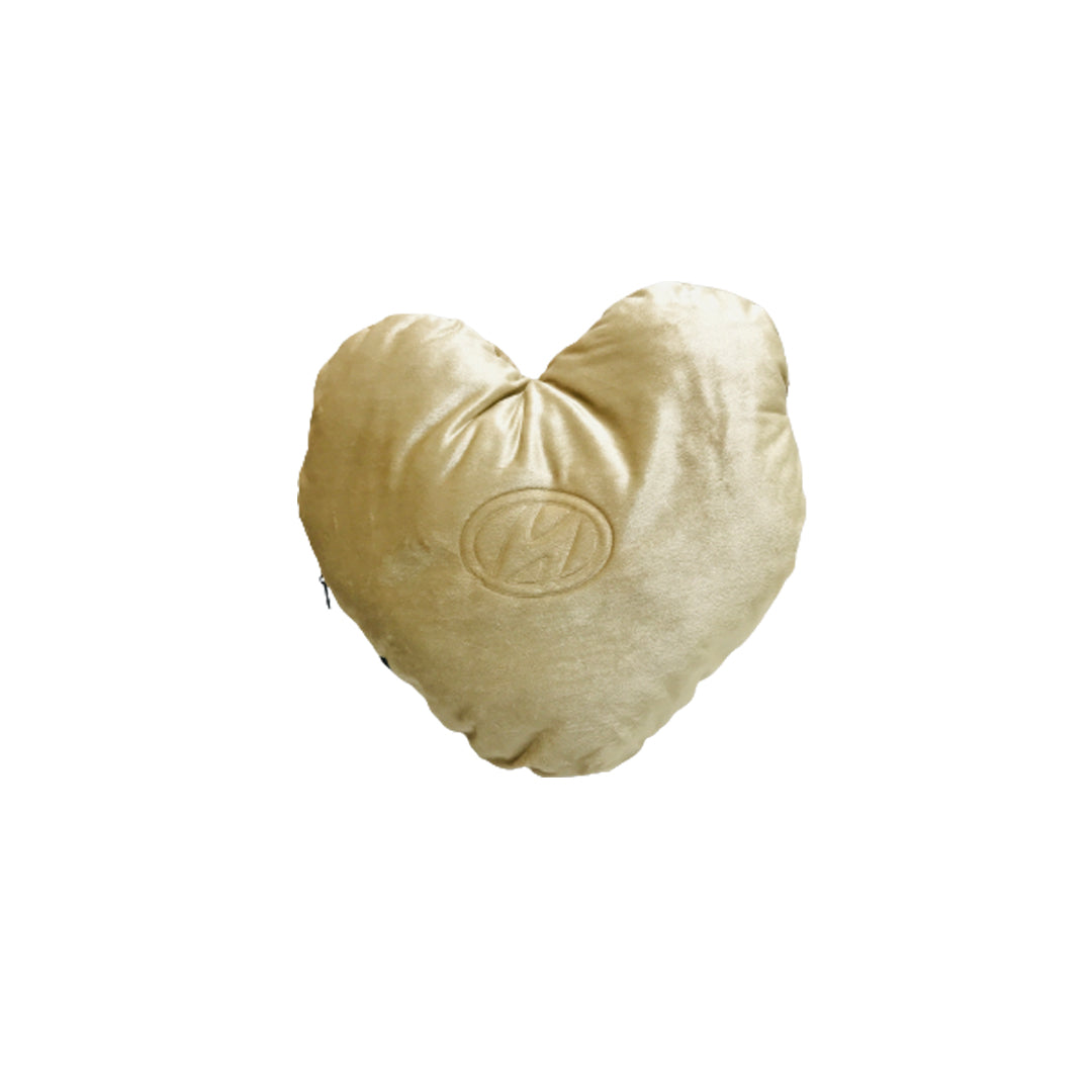 Car Back Rest Cushion Velvet Material Heart Shape Hyundai Logo Large Size Beige 01 Pc/Pack Poly Bag Pack (China)