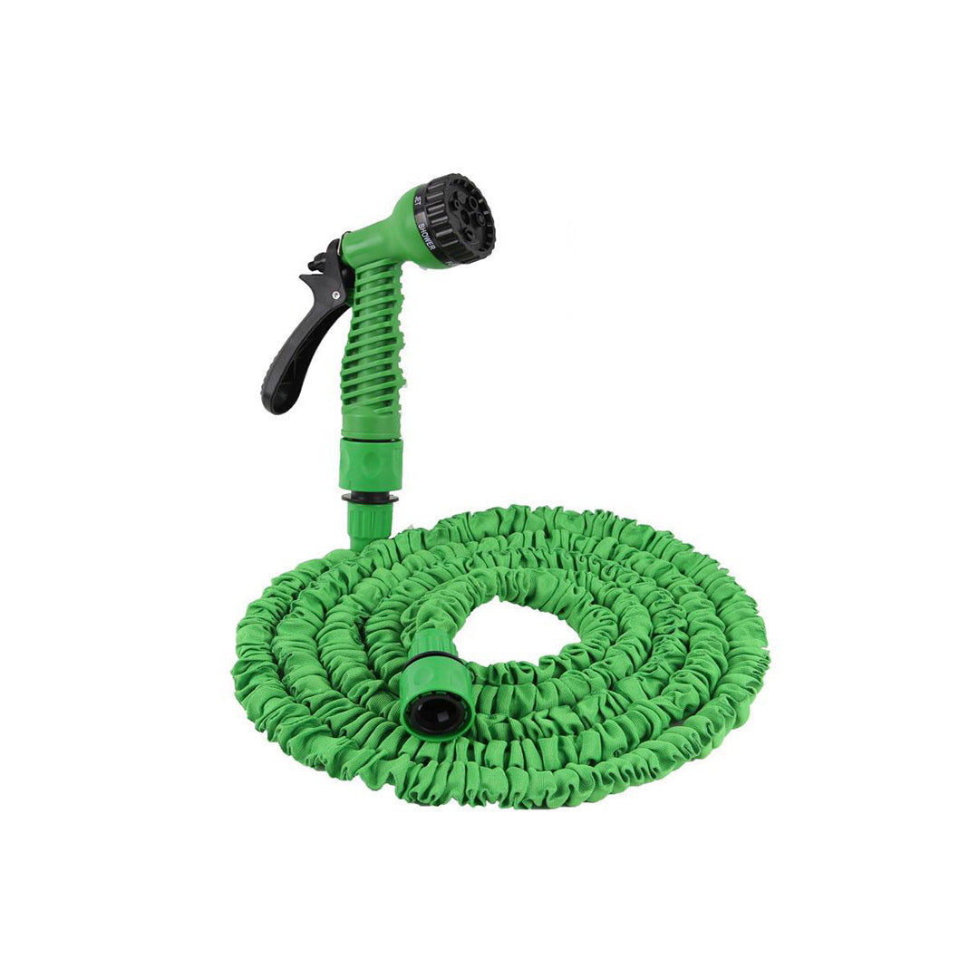 Car Wash Expandable Pipe/Hose With Multi Function Spray Gun 7.50M | 25 Feet Green Colour Box Pack (China)