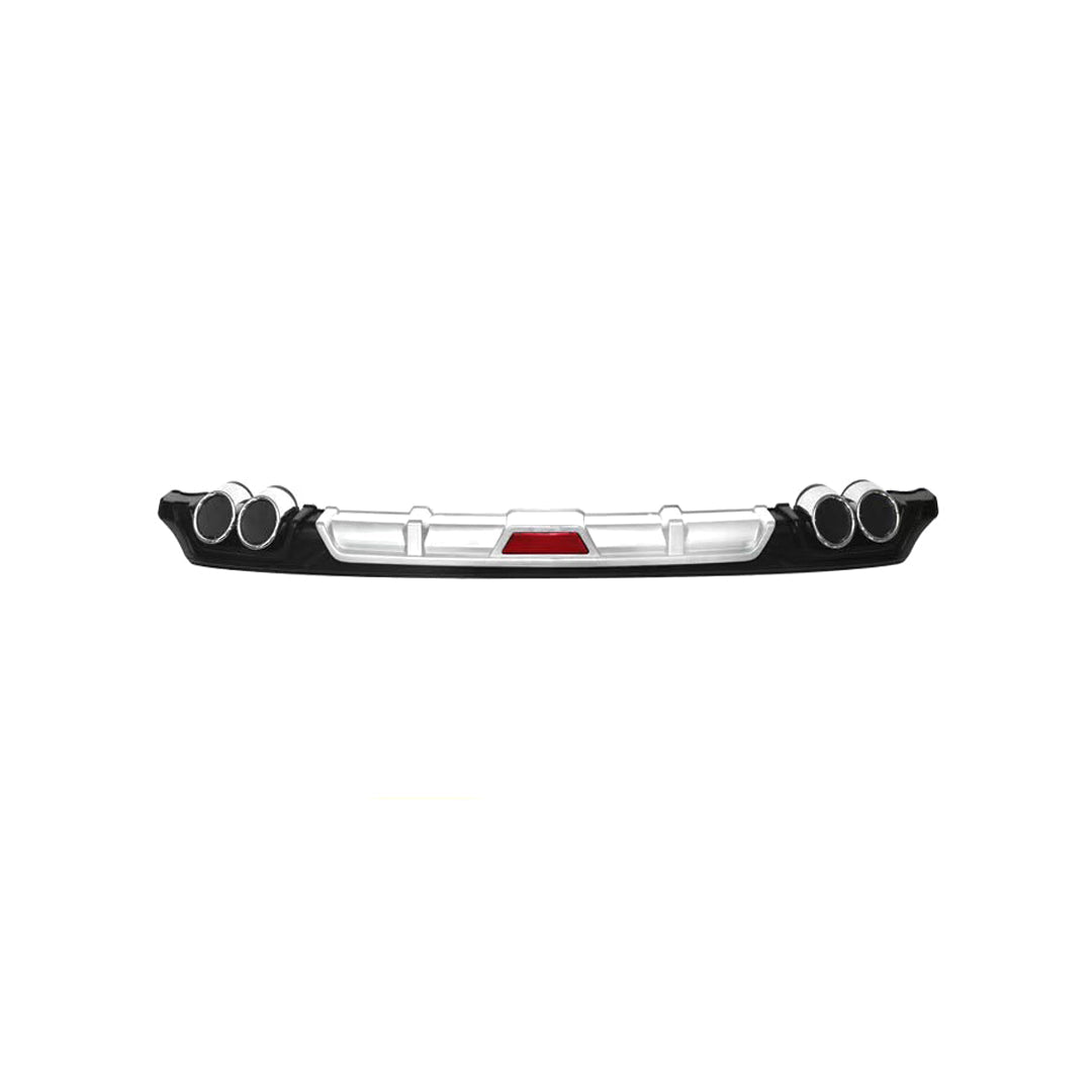 Car Rear Bumper Diffuser Universal Fitting Lamborginhi Design With Reflector With Double Exhasut Black/Silver (China)