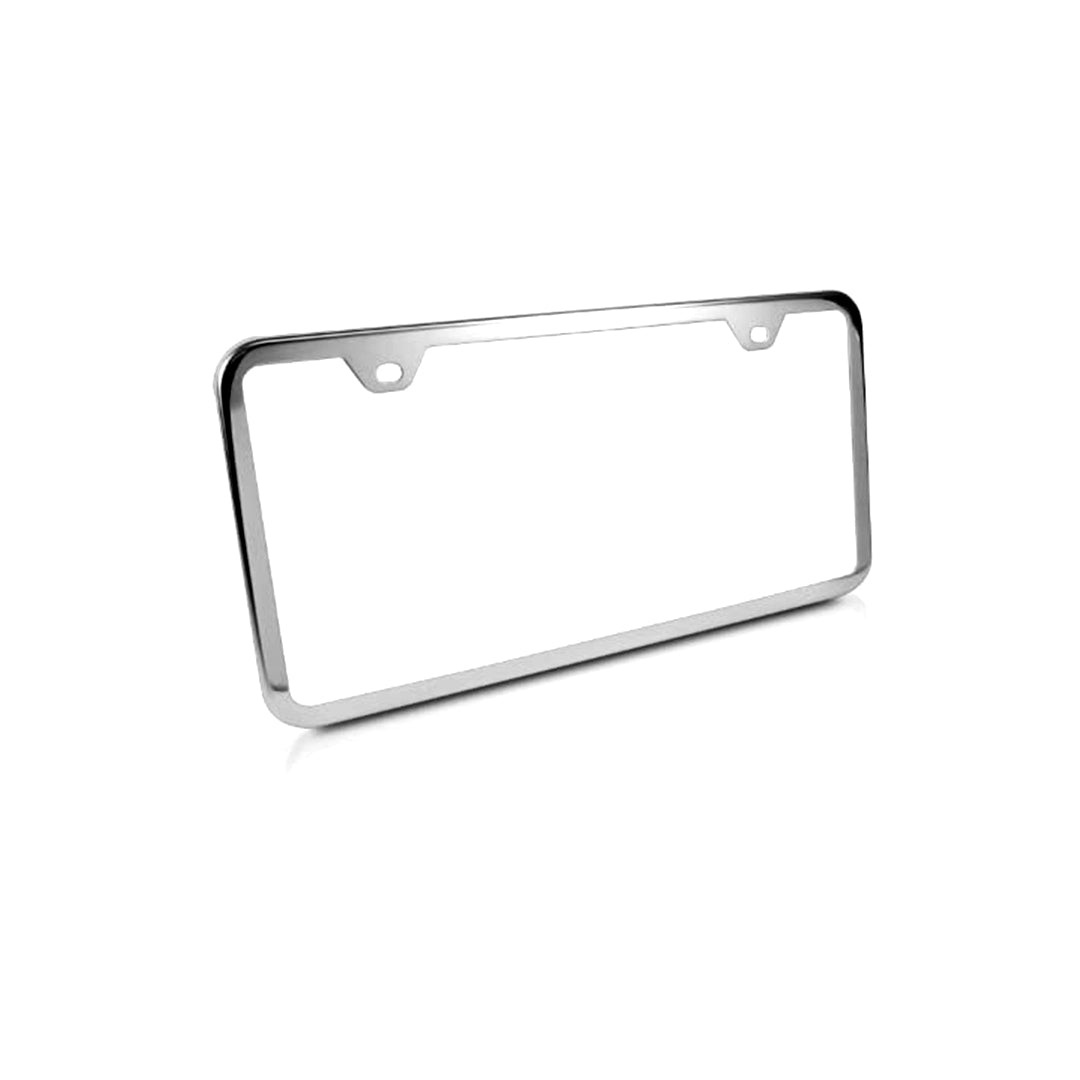 Car License Plate Frame/Holder Moulding Type Plastic Material Rectangle Shape Universal Fitting Premium Quality Full Chrome 02 Pcs/Set Poly Bag Pack (China)
