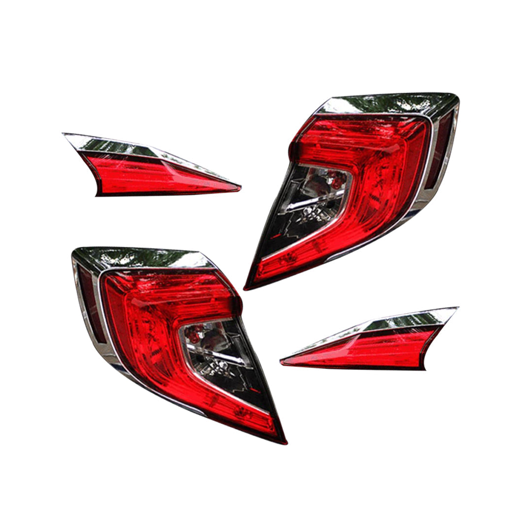 Chrome Tail Lamp Eye Brow Trim Plastic Tape Type Fitting Honda Civic 2016-2021 Full Chrome 04 Pcs/Set Short Ma001035 (China)