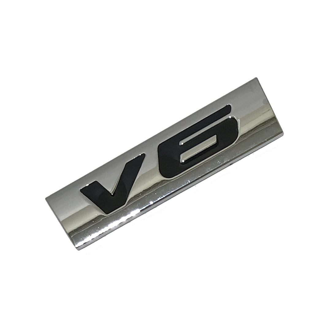 Car Universal Mono Metal Material V6 Logo Black/Chrome 01 Pc/Pack Small Size Poly Bag Pack (China)