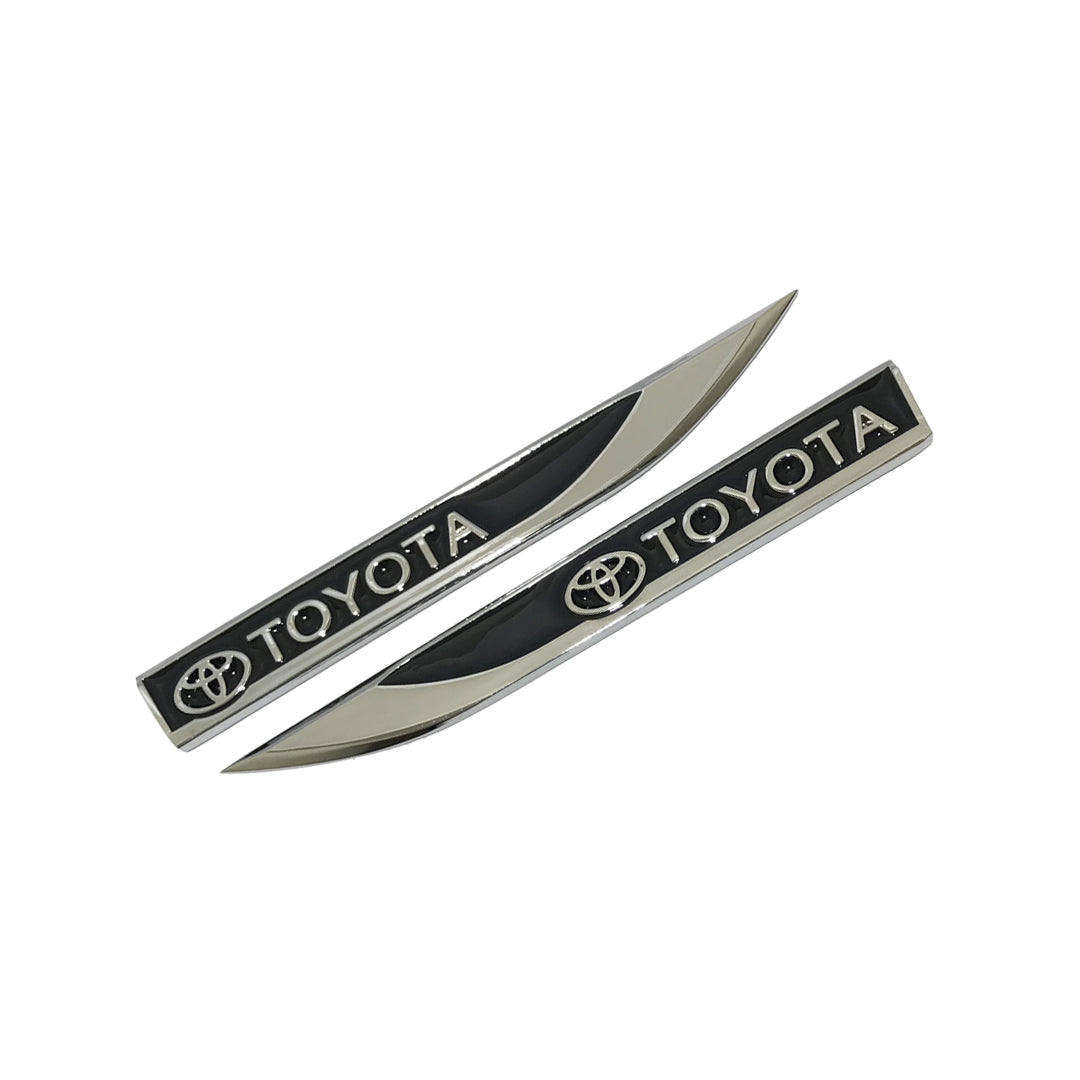 Car Universal Mono Metal Material Toyota Fender Logo Black/Chrome 02 Pcs/Pack Large Size Poly Bag Pack (China)
