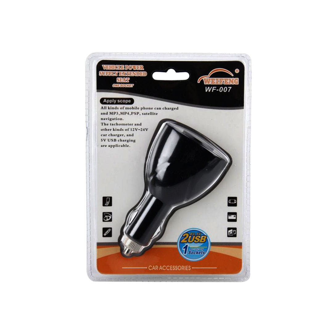 Car Mobile Charger Adopter Usb + Cigarette Lighter Socket Blister Pack Weifeng Wf-007 (China)
