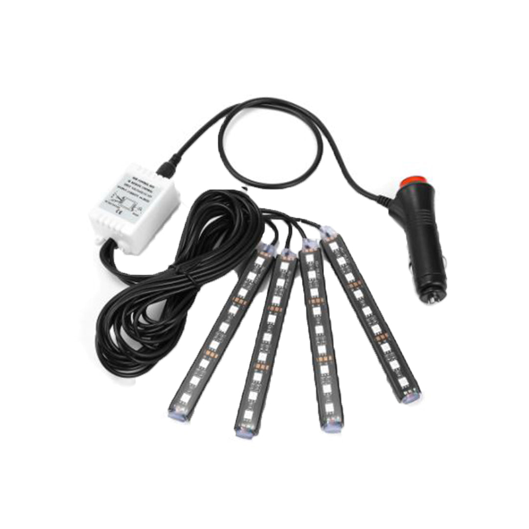 Car Interior Led Atmosphere Light (Strip) Smd Type With Remote 04 Pcs/Set Silicone Housing Box Pack Rgb (China) Fy-5917