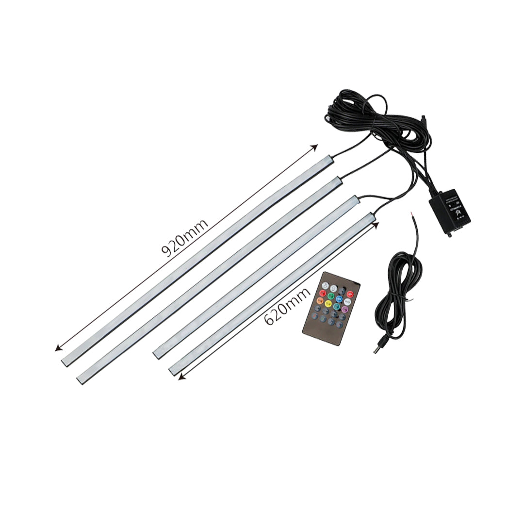Car Interior Led Atmosphere Light (Strip) Smd Type With Remote 04 Pcs/Set Silicone Housing Box Pack Rgb (China) Fy-5918