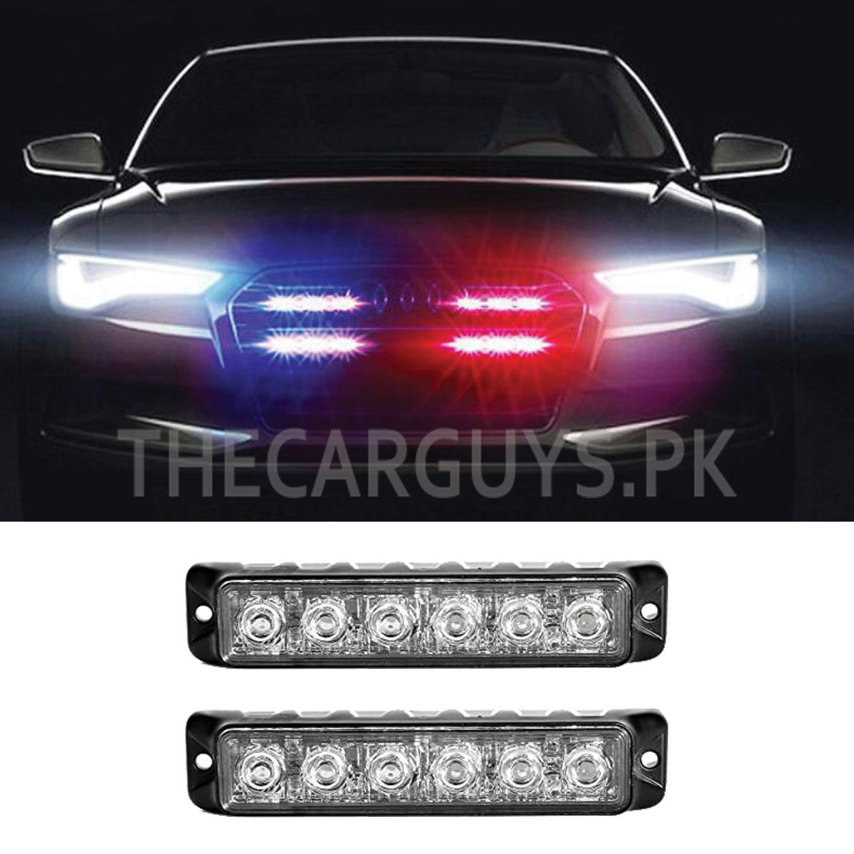 Car Exterior Led Grill Light Red/Blue 02 Pcs/Set Blister Pack 02 Pcs/Pack Fy-1997 (China)