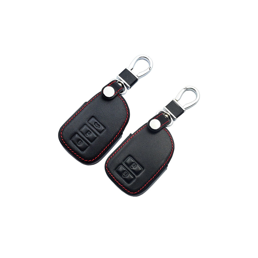 Car Remote Key Cover/Casing Pvc Leather With Metal Hook Type Toyota Yaris 2020 1.5 Toyota Logo Black Poly Bag Pack (China)