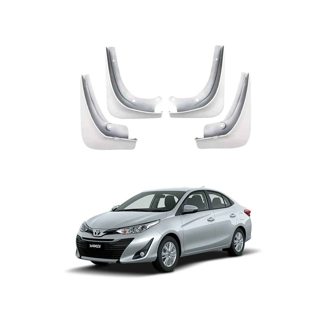 Car Mudflaps Toyota Yaris 2020 White 04 Pcs/Set Colour Box Pack (Pakistan)