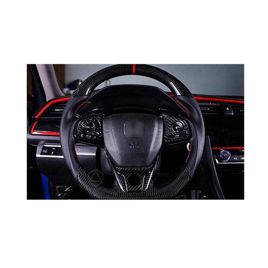 Chrome Steering Wheel Trims Plastic Tape Type Fitting Honda Civic 2018 Black/Carbon 03 Pcs / Set (China)