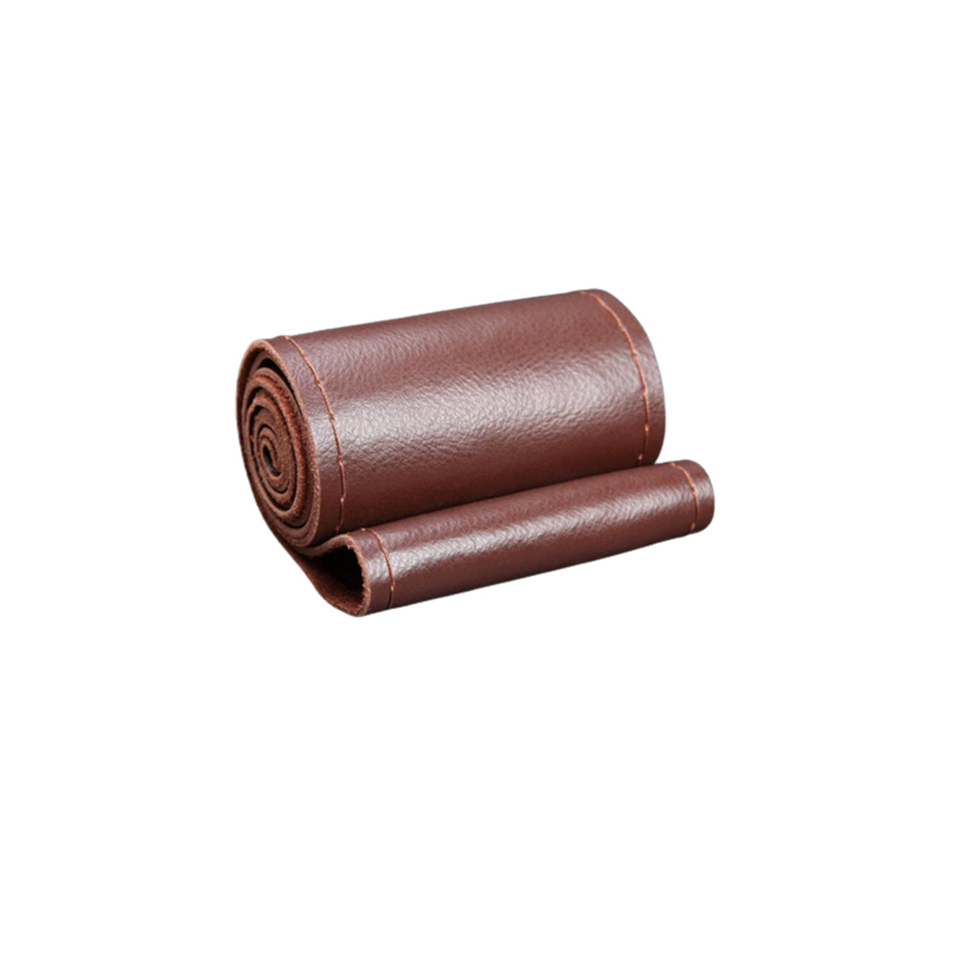 Car Steering Wheel Cover Stitch Type Pvc/Leather Material Leather Design Brown Universal Fitting Bulk Pack