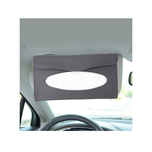 Car Luxury Tissue Box Holder Rectangle Shape Sun Visor Fitting Pvc Leather Material  Grey Without Logo Large Size Biety Box Pack (China)