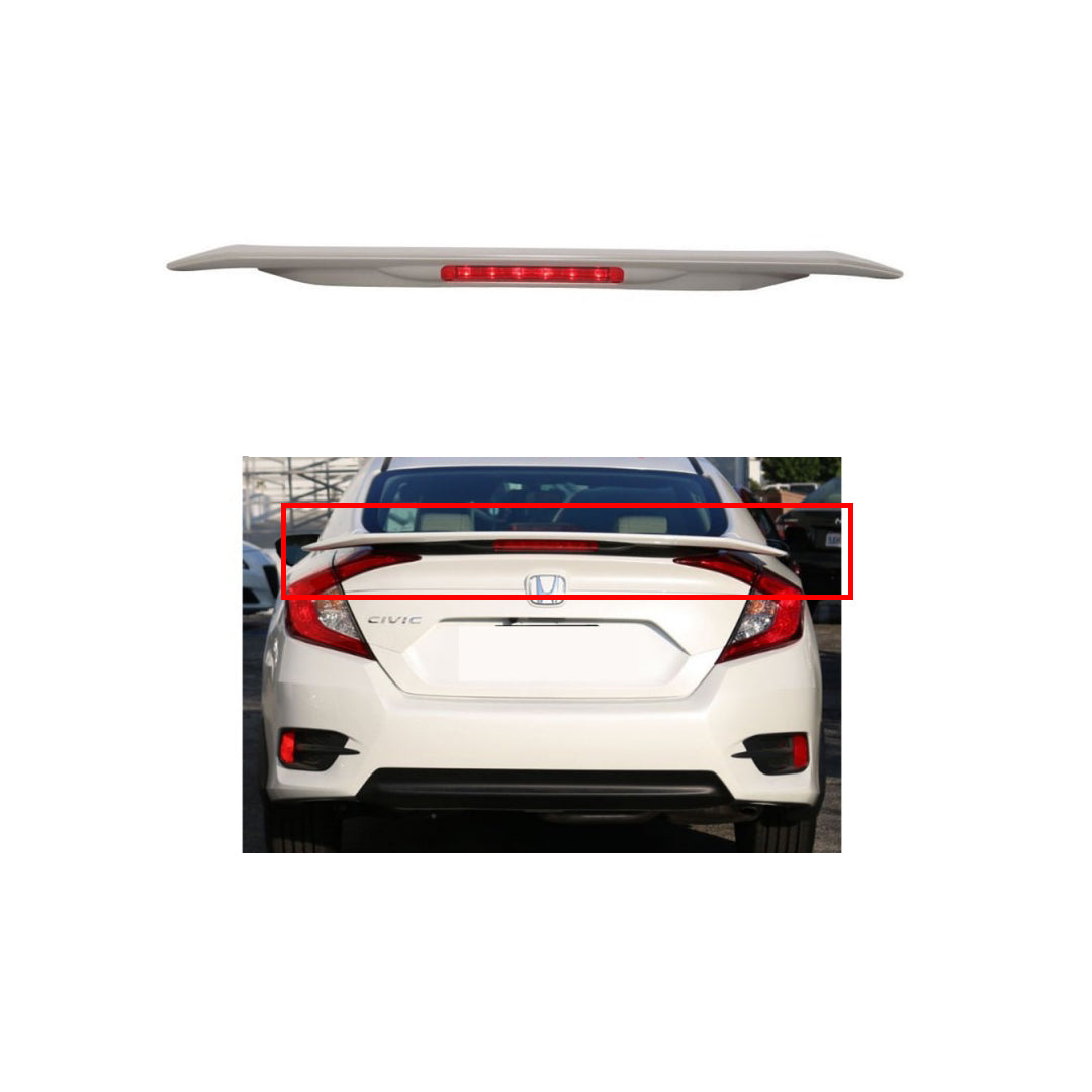 Car Spoiler Trunk Type Honda Civic 2016-2021 Rs Turbo Design Plastic Material Tape Type Fitting With Led Large Size Not Painted (China)