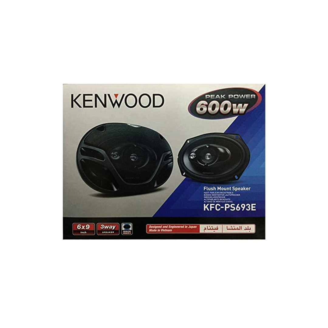 Car Speakers Kenwood 6" Round Shape 3-Way Coaxial 600W Chc Universal Fitting 02 Pcs/Set Black Kfc 1682-Bl