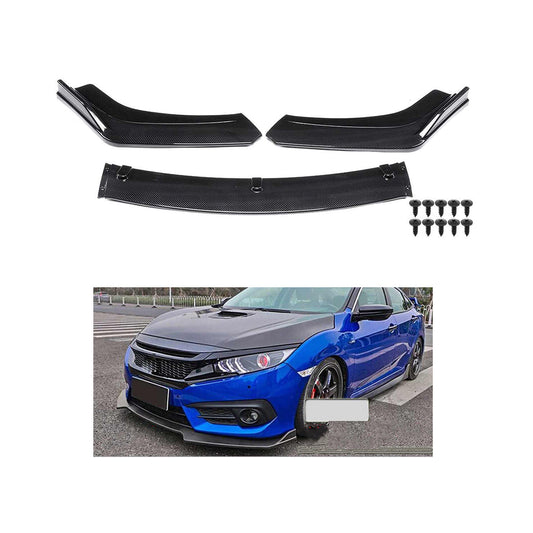 Front Bumper Lip/Extensions  Oem Fitting Honda Civic 2018 Kinard Design Plastic Material 03 Pcs / Set Gloss Black Bulk Pack (China)