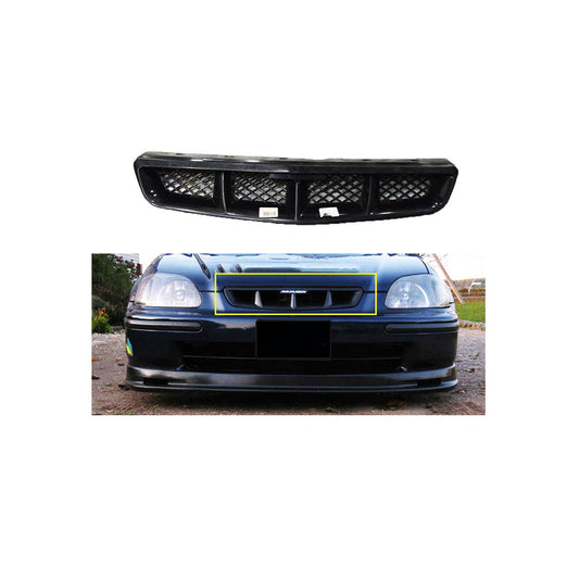 Front Grill Upper/Oem Type Mesh Design Honda Civic 2001 Without Logo 01 Pc/Set  Gloss Black Fy-7466 (China)