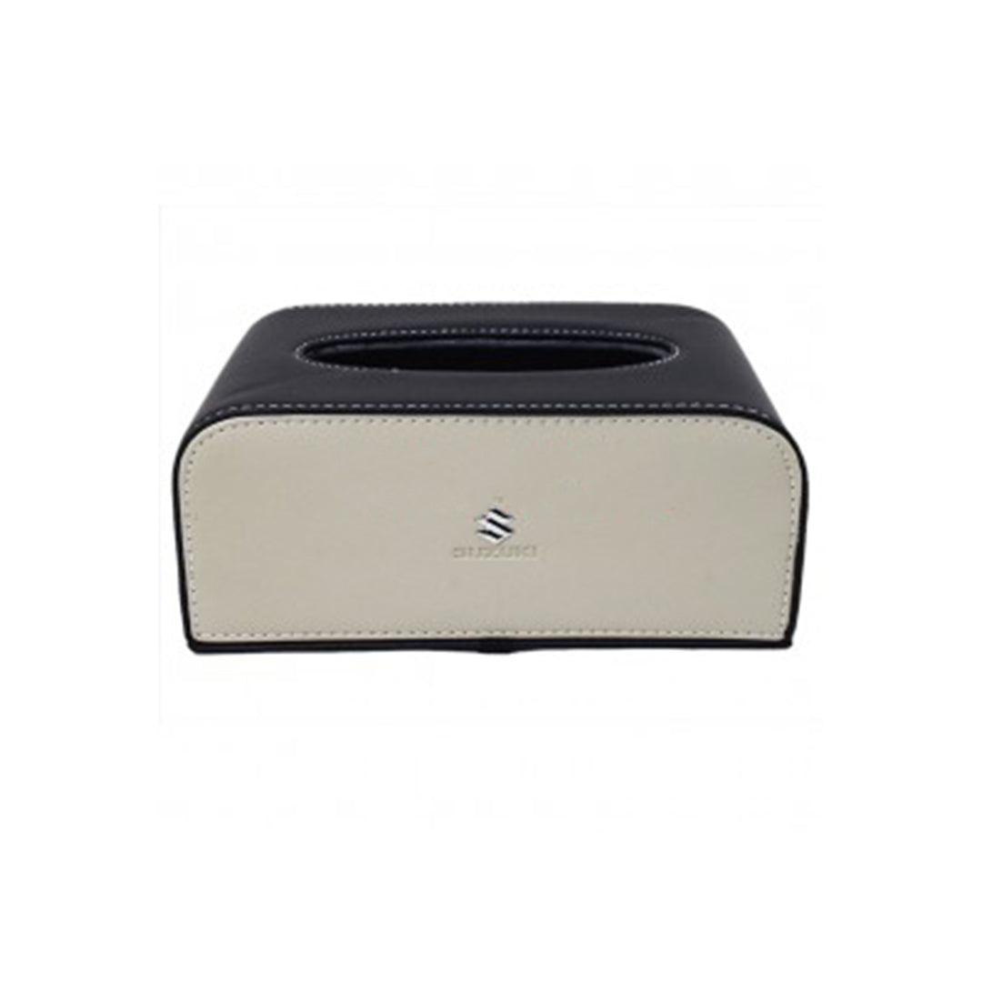 Car Luxury Tissue Box Holder Round Corner Shape Portable Pvc Leather Material Black/Y-Grey Suzuki Logo Medium Size (China)