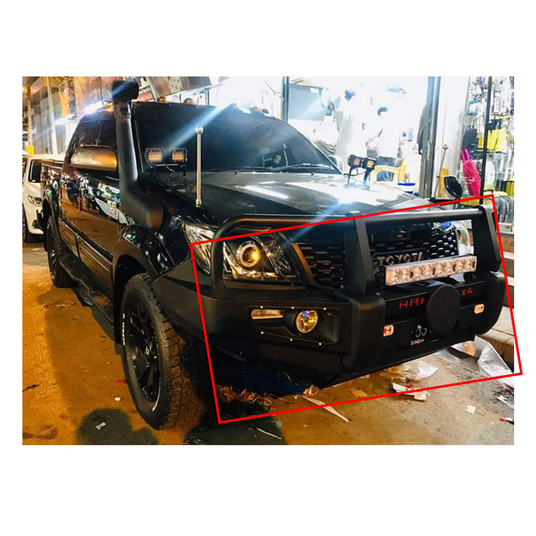 Front Armored Bumper / Bull Bar Buffalo Style Oem Fitting Toyota Vigo Champ 2012 Metal Material Matt Black Colour W/Work Lamp 01 Pc/Set Hammer Logo