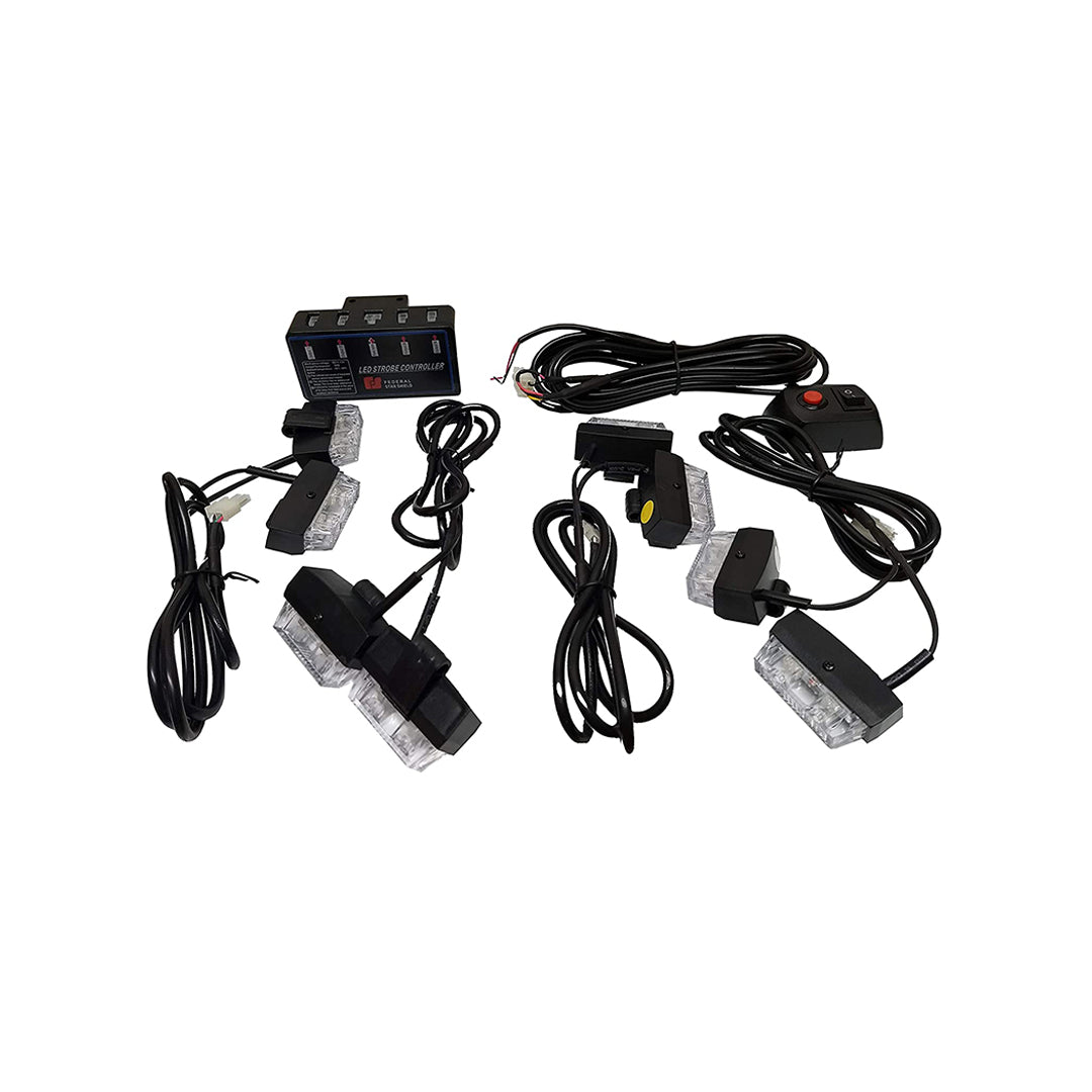 Car Exterior Led Grill Light Plastic Housing Red/Blue Rectangle Shape 24 Led 08 Pcs/Set Box Pack 08 Pcs/Pack 9204-8 (China)