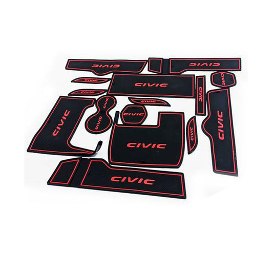 Car Interior Mat Kit Honda Civic 2022 Black/Red Poly Bag Pack  (China)