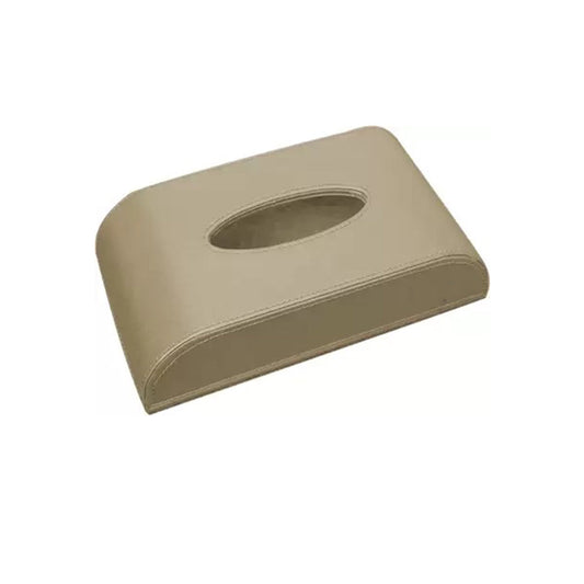 Car Luxury Tissue Box Holder Round Corner Shape Portable Pvc Leather Material  Beige Without Logo Medium Size (China)