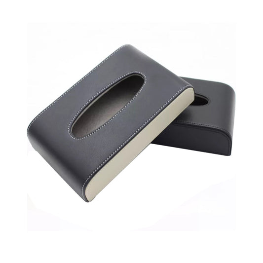 Car Luxury Tissue Box Holder Round Corner Shape Portable Pvc Leather Material  Black/Beige Without Logo Medium Size (China)