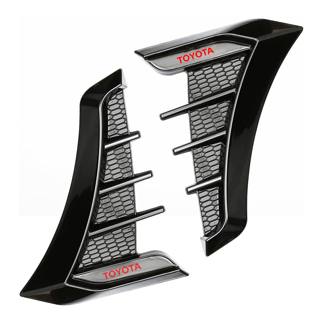 Car Side Fender Air Flow / Vents Sports Design Tape Type Fitting Gloss Black Toyota Logo Large Size 02 Pcs/Set Poly Bag Pack (China)
