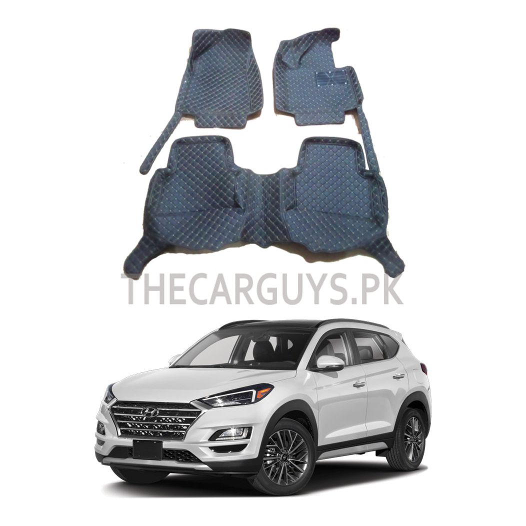 Car Floor Mat 7D Tucson 2021 Hyundai Black Pvc Beige Stitch 03 Pcs / Set Standard Quality (China)