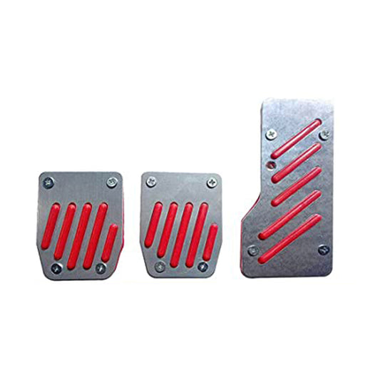Car Decorative Paddle Covers  Manual Transmission Universal Fitting Metal Material  Red/Silver 03 Pcs / Set Blister Pack