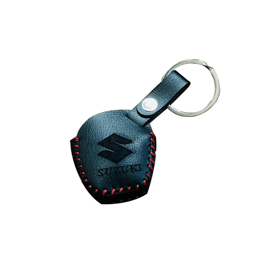 Car Remote Key Cover/Casing Pvc Leather With Metal Hook Type Suzuki Wagon-R / Cultus 2020 Suzuki Logo Black Poly Bag Pack (China)