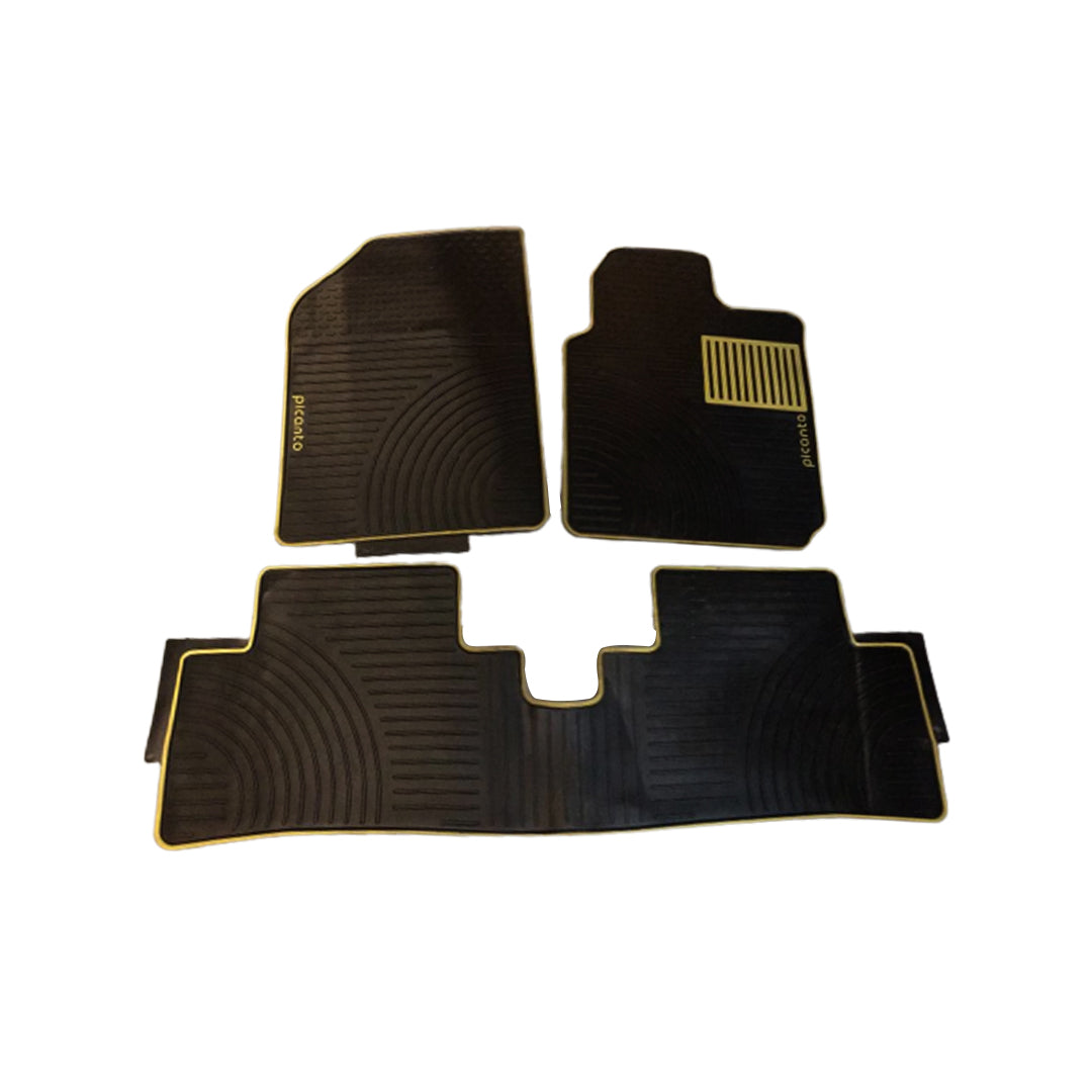 Car Floor Mat Silicone / Latex Material Oem Fitting Kia Picanto 2020 Black/Beige Kia Logo 03 Pcs / Set Poly Bag Pack (China)
