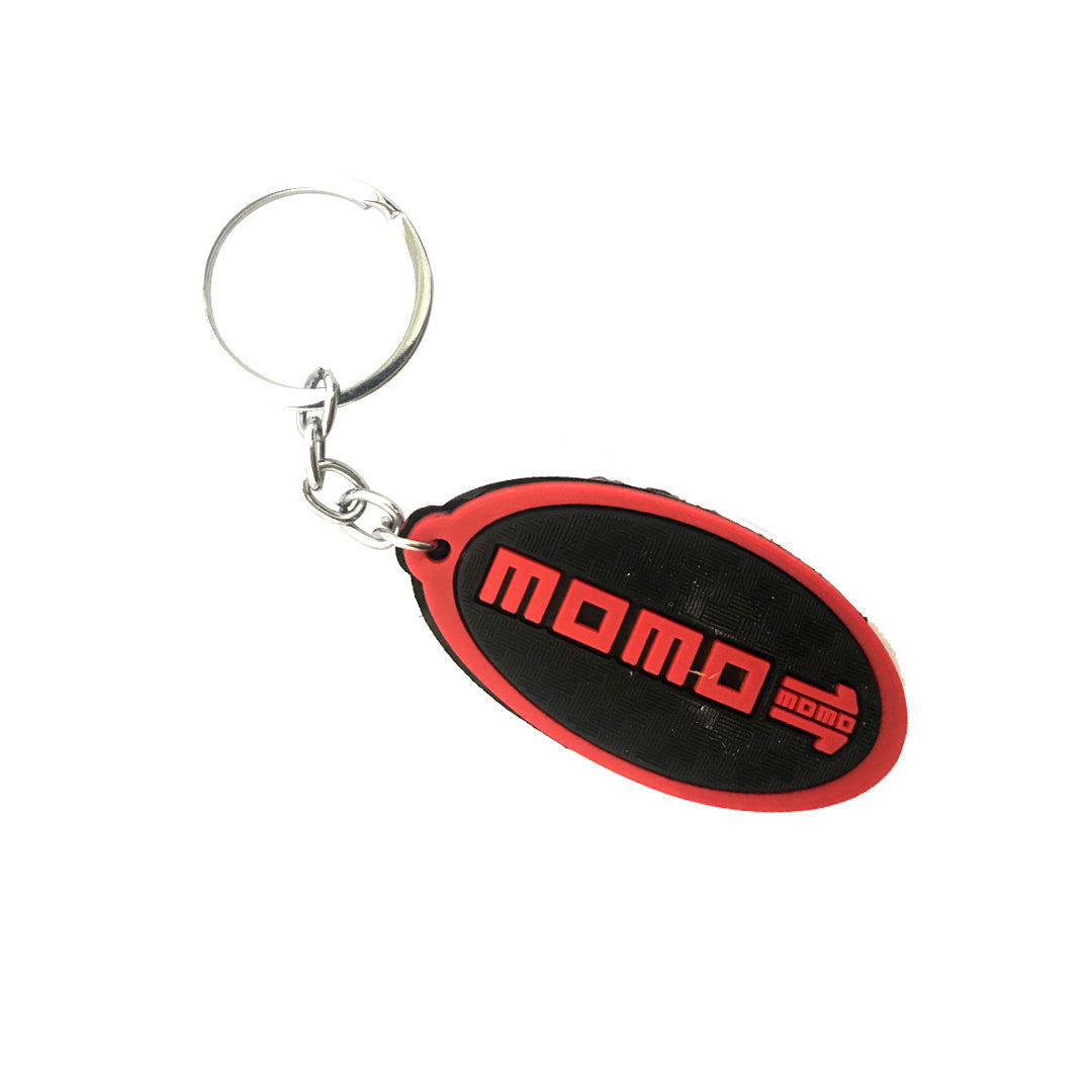 Car Key Chain Silicone Type Momo Logo Oval Shape Black/Red Poly Bag Pack (China)