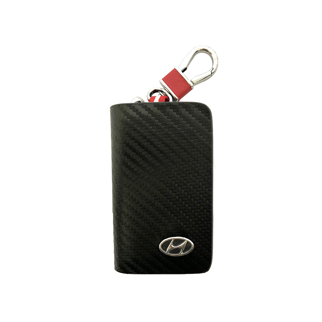 Car Key Chain Pouch/Zipper Type Hyundai Logo Square Shape Black/Carbon Poly Bag Pack (China)