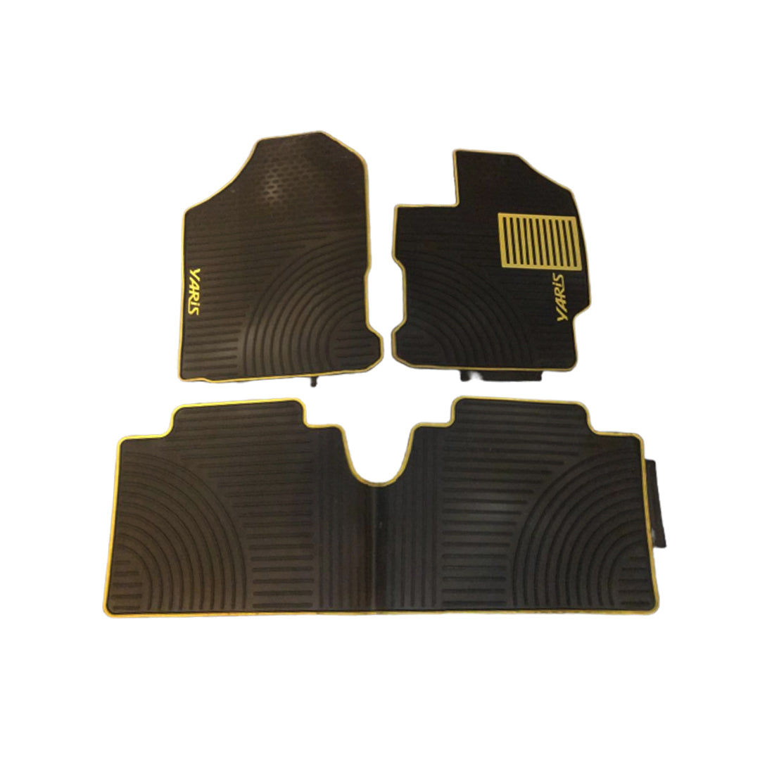 Car Floor Mat Silicone / Latex Material Oem Fitting Toyota Yaris 2020 Smoke/Beige Yaris Logo 03 Pcs / Set Poly Bag Pack (China)