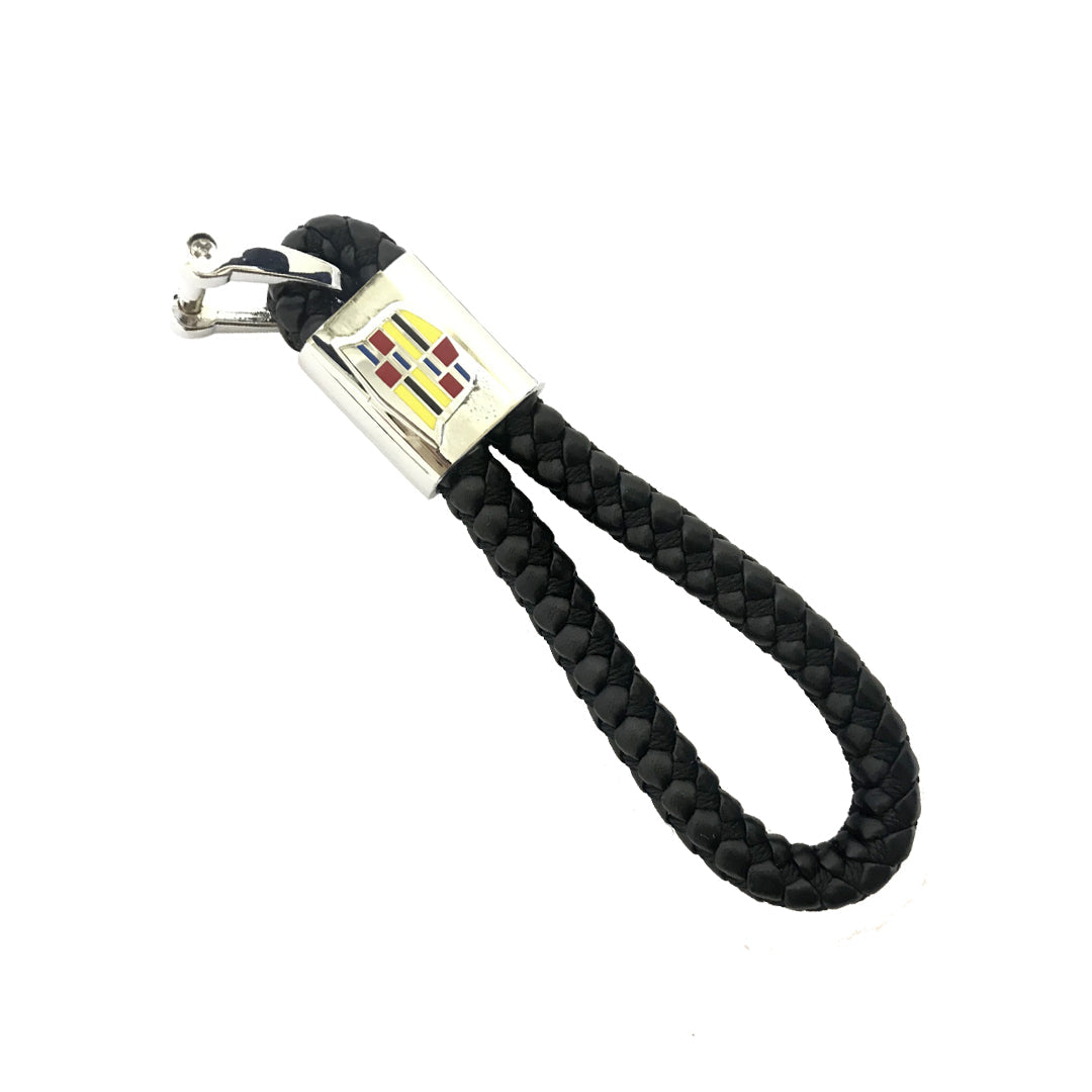 Car Key Chain Leather Bracelet/Metal Type Porsche Logo Black/Chrome Poly Bag Pack (China)