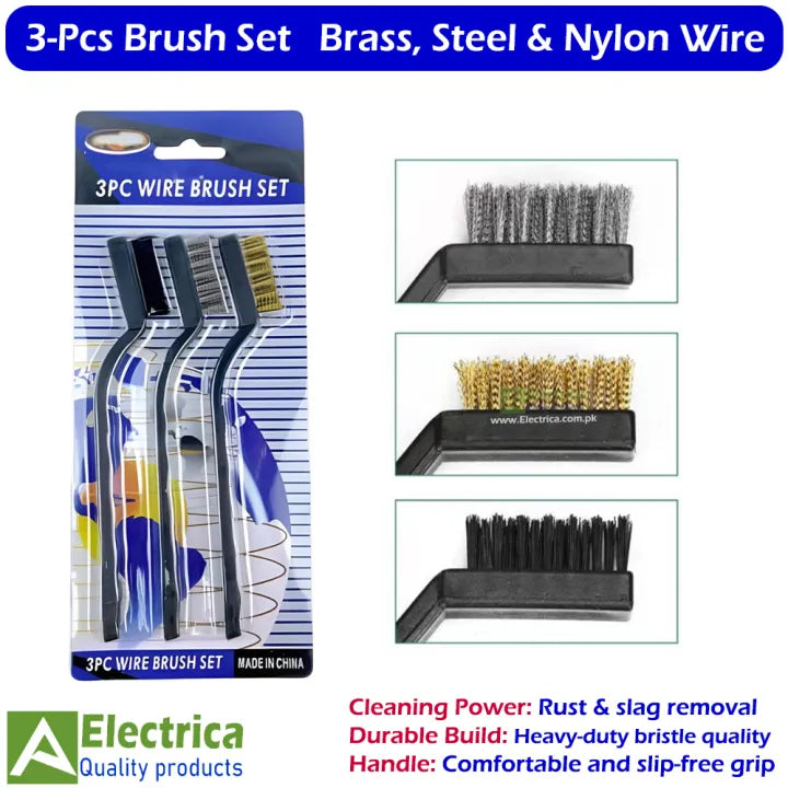 Car Exterior Care / Cleaning / Detailing Brush Medium Size Plastic Material Yellow/Red/Black 03 Pcs/Pack Premium Quality Blister Pack (China)