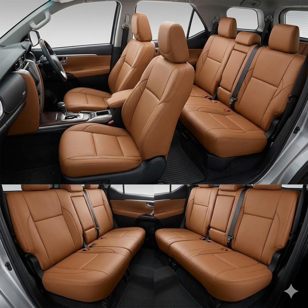 Auto Leather Type Seat Cover M/C Oem Design Custom Fitting Toyota Corolla 2018 Cayane Brown 12 Pcs / Set