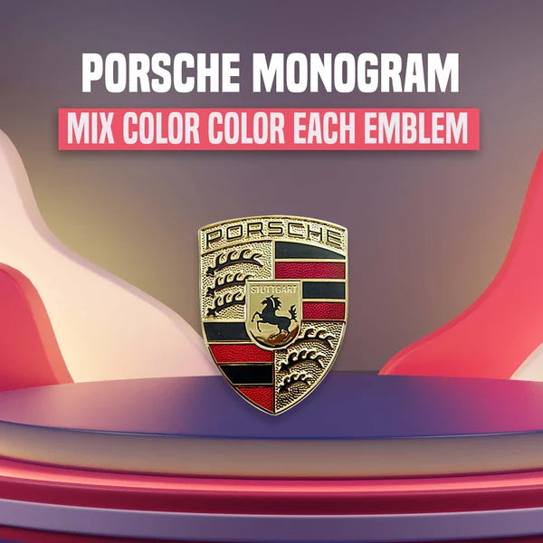 Car Universal Mono Metal Material Porsche Logo Gold/Red 01 Pc/Pack Large Size Poly Bag Pack (China)