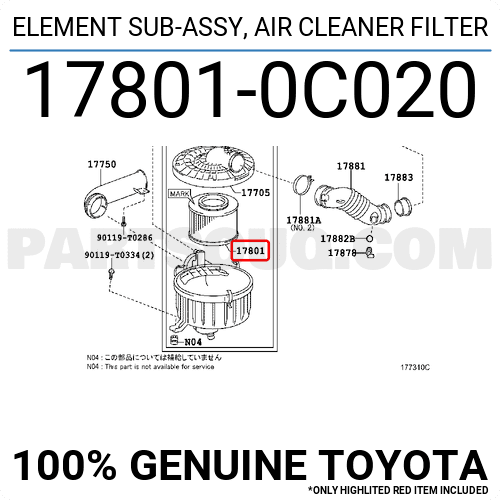 Automotive Engine Air Filters Leppon Replacement Assembly Type Toyota Vigo 2005-2014 Colour Box Pack Ap-331028 (Malaysia)