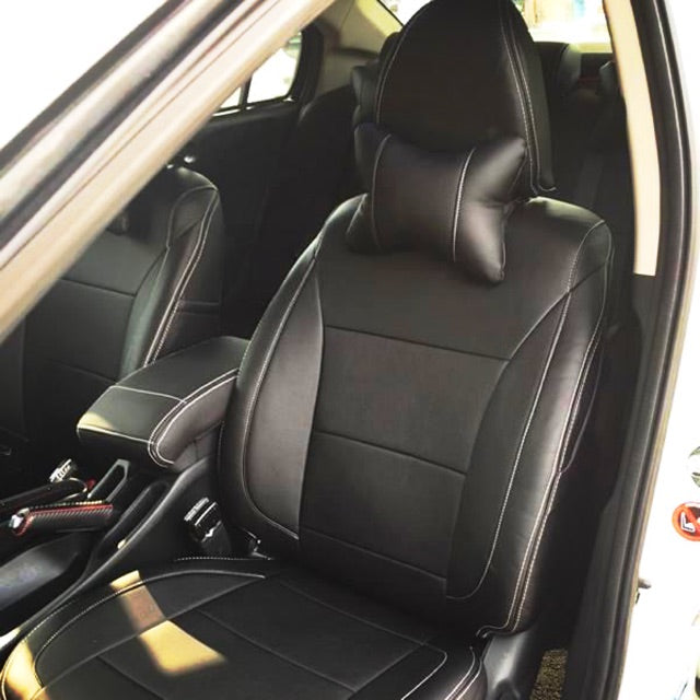 Auto Leather Type Seat Cover M/B Oem Design  Custom Fitting Honda City 2018 Black Colour   09 Pcs/Set