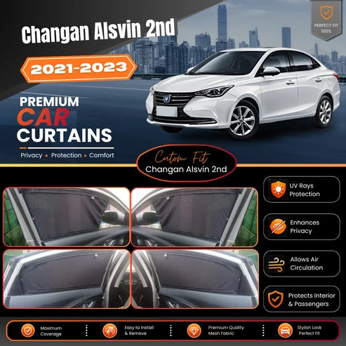 Car Curtain Side Fix Changan Alsvin 2021 With Logo Black