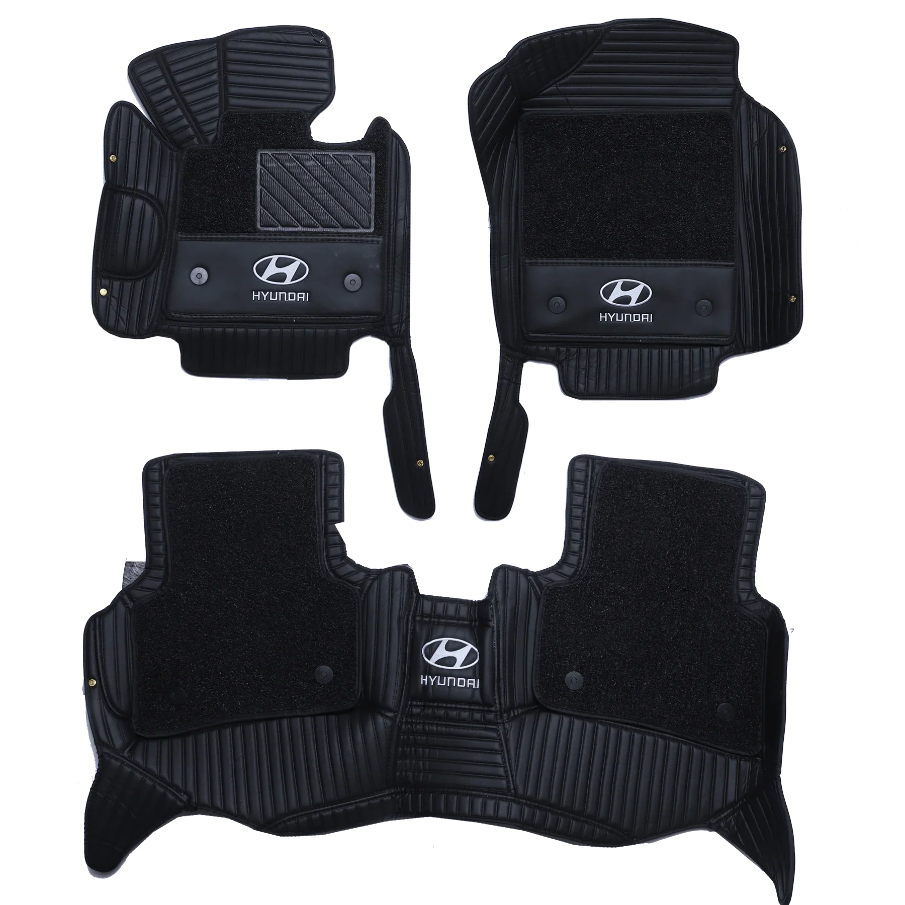 Car Floor Mat 10D Hyundai Tucson 2021 Black Pvc Black Stitch Black/BLACK Grass 03 Pcs / Set Premium Quality (China)