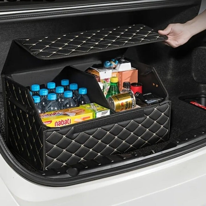 Car Trunk Organiser / Storage Box Pvc Material 7D Design Medium Size Black Standard Quality (China)