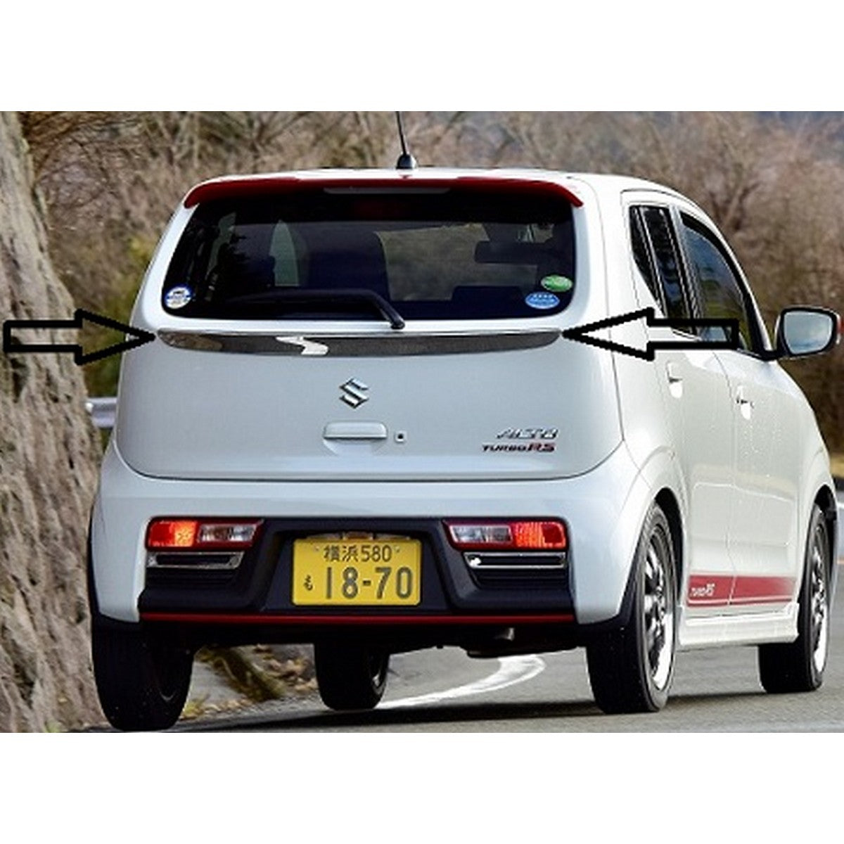 Chrome Rear Trunk Upper Molding / Garnish Plastic Tape Type Fitting Suzuki Alto 2020 Full Chrome 01 Pc/Set Ma001592 (China)