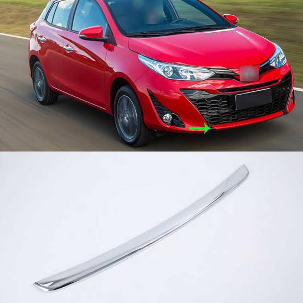 Chrome Front Bumper Lower Trim Steel Tape Type Fitting Toyota Yaris 2020  Full Chrome 01 Pc/Set (China)