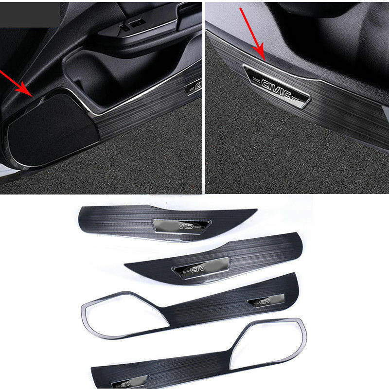Car Door Scuff Anti Kick Plates S/S Design Without Led Honda Civic 2018 Oem Fitting 04 Pcs/Set (China)