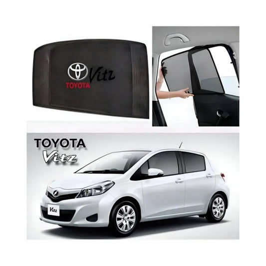 Car Curtain  Side Fix Toyota Vitz 2015 With Logo  Black