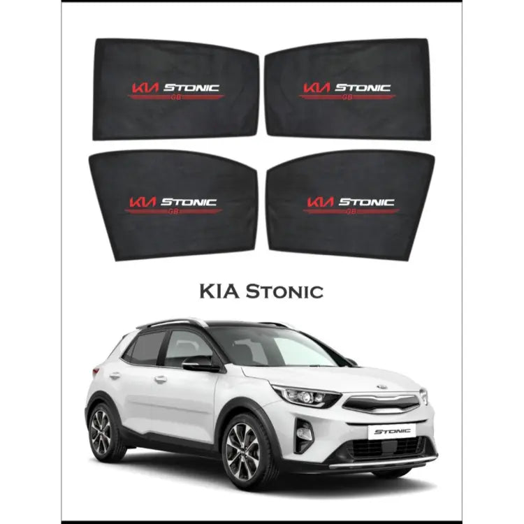 Car Curtain  Side Fix Kia Stonic 2021 With Logo  Black (China)