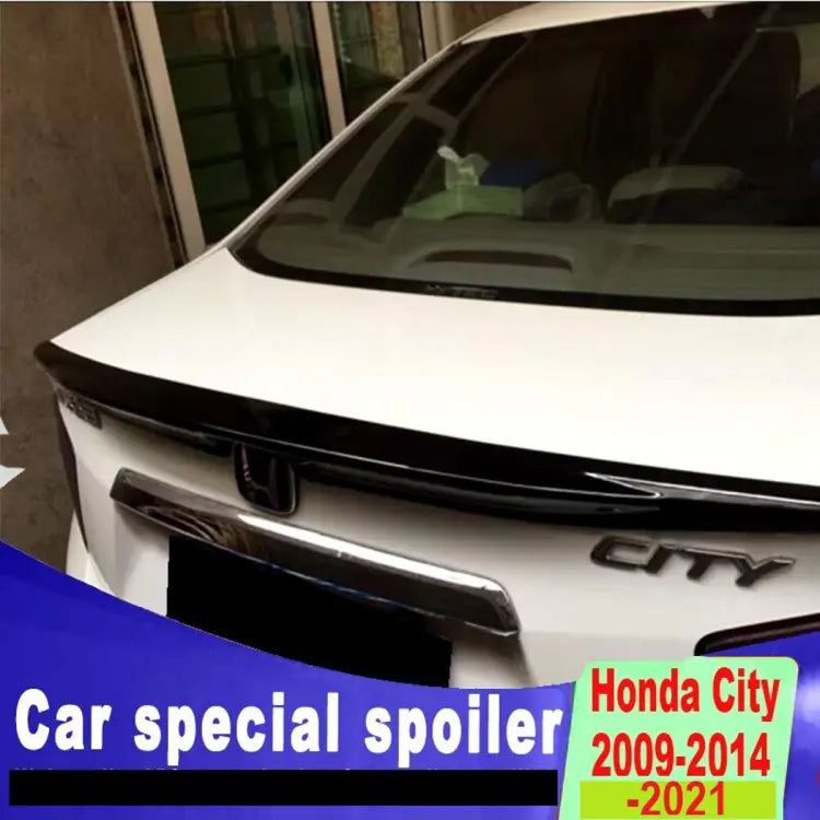 Car Spoiler Trunk Type Honda City 2018 Original Design  Plastic Material Tape Type Fitting Without Light  Solid Black Colour